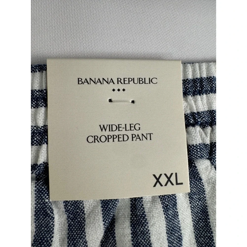 Banana Republic Wide Leg Cropped Pants Striped Linen‎ Blend 90s sz XXL